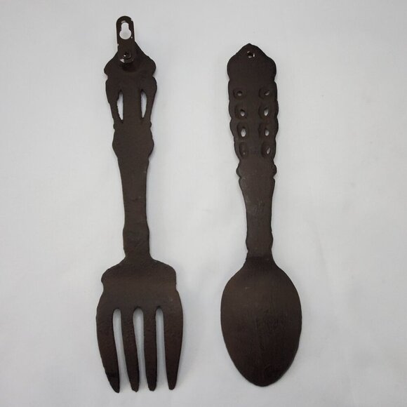 Vintage Cast Iron Spoon and Fork 11” Rustic Farm House Wall Kitchen Dining Decor - Picture 7 of 12